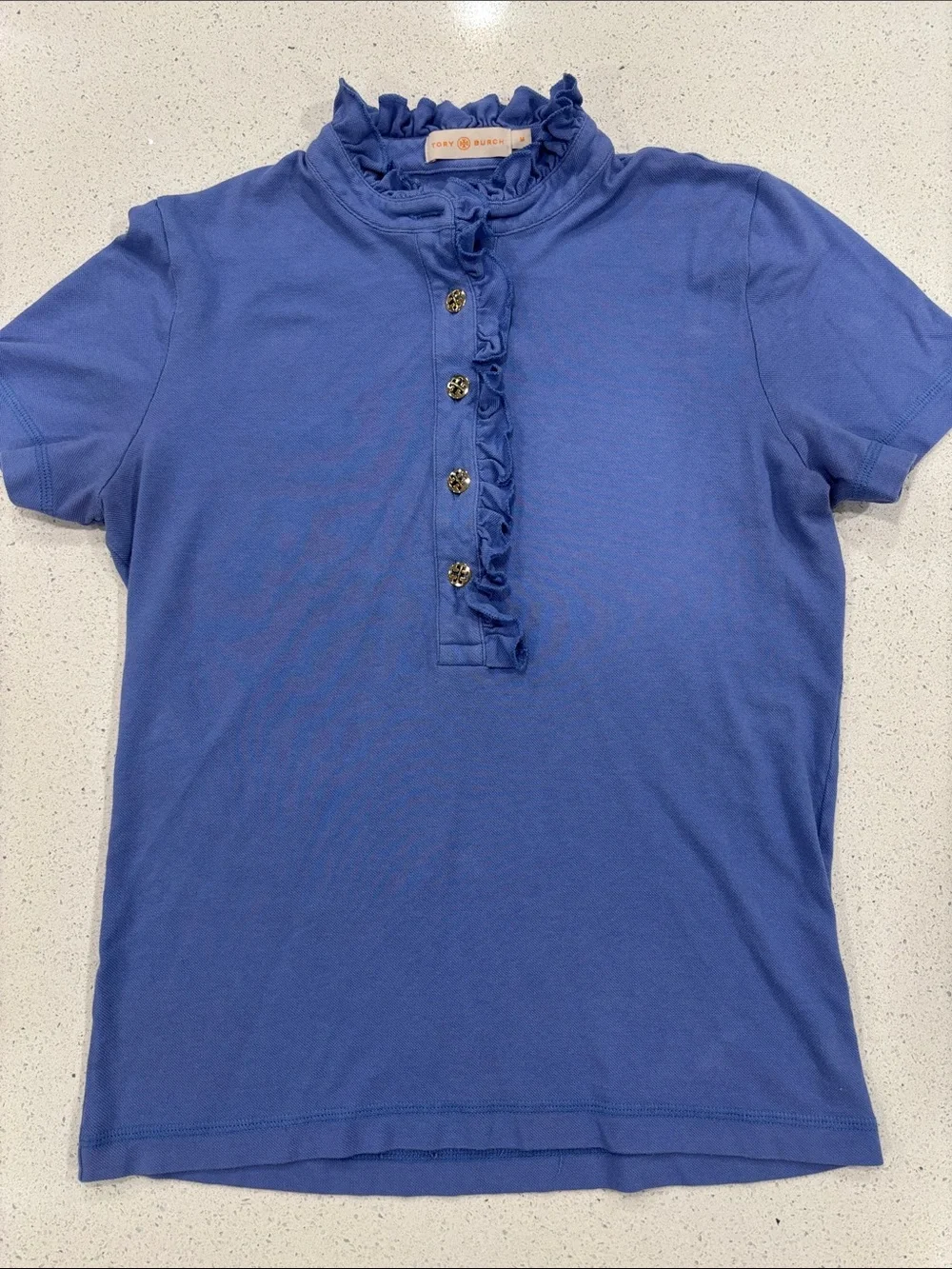Tory Burch Women’s Lidia Ruffle Top - Blue Medium